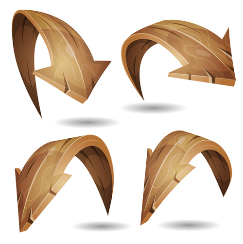 Wooden arrows cartoon styles vector 03 wooden styles cartoon arrows   