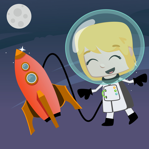 Cartoon astronauts with outer space vector 04 space Outer cartoon astronauts   