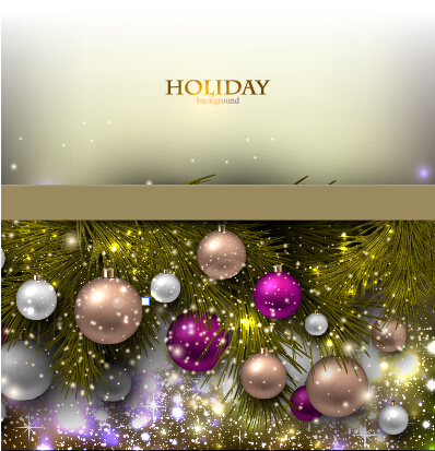 Christmas baubles with shiny holiday background vector 03 shiny holiday christmas baubles background   