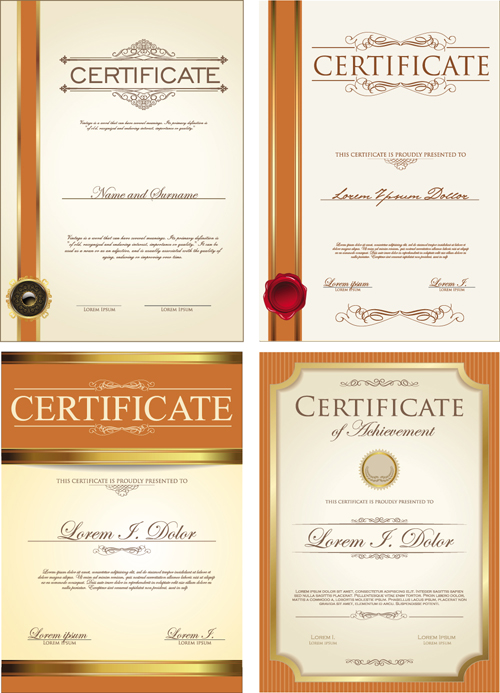 Gold border certificate template vector material 01 gold certificate template certificate border   