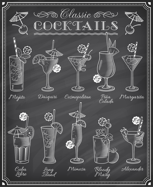 Cocktails menu illustration vctor 01 menu illustration cocktails   