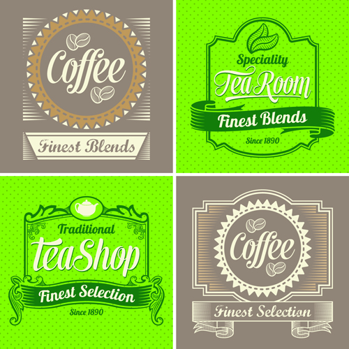 Green and brown coffee labels vector labels label coffee brown   