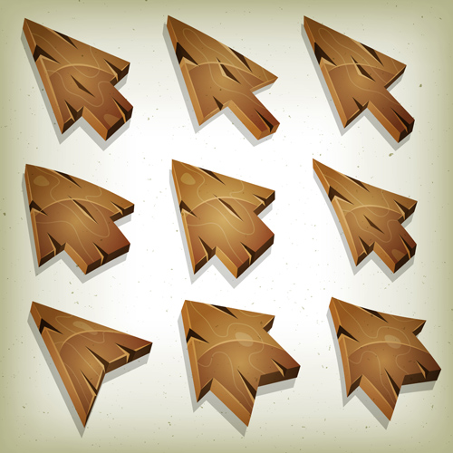 Wooden arrows cartoon styles vector 04 wooden styles cartoon arrows   