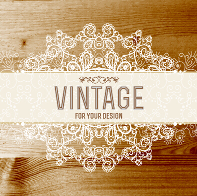 Retro lace with wooden background vector 04 wooden wood Retro font lace background vector background   