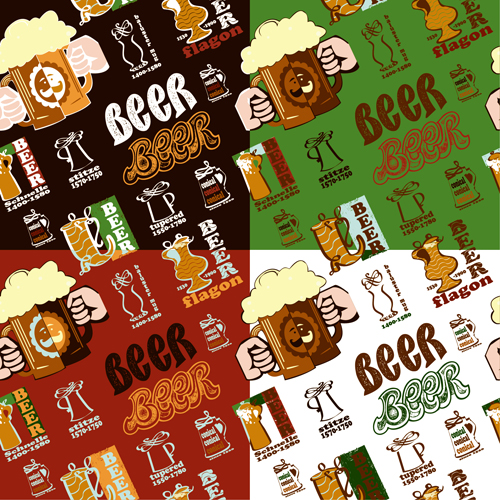 Vintage beer seamless pattern vector 03 vintage seamless pattern beer   