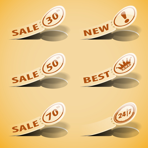 Discounts sale sticker vector set sticker sale discount   