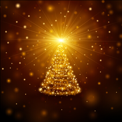 Golden light christmas tree background vector material material golden christmas tree christmas background   