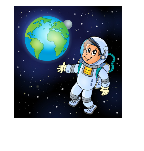 Cartoon astronauts with outer space vector 01 space Outer cartoon astronauts   