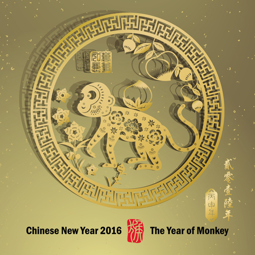 Chinese new year 2016 monkey design vector 01 new year monkey chinese 2016   