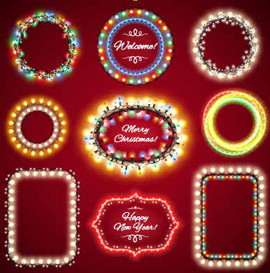 Christmas with new year light framework vector 01 new year light framework christmas   