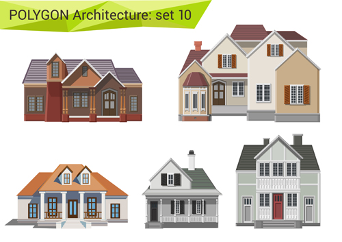 Polygonal architecture design vector set 10 polygonal architecture   