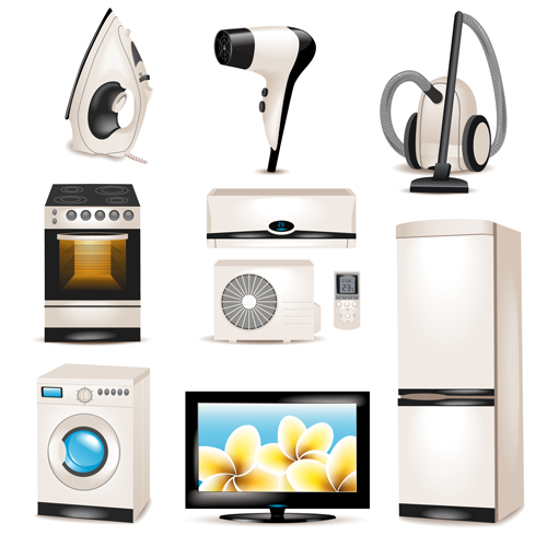 Realistic household appliances vector illustration 03 realistic illustration household appliances   