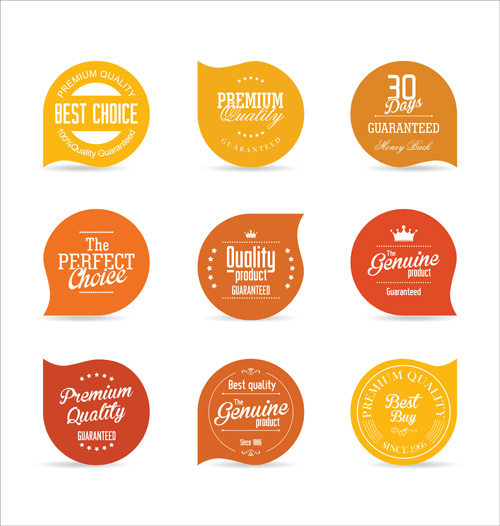 Vector retro badges design set 13 Retro font badges   