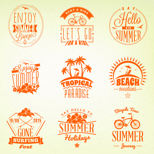 Summer holidays logos creative vector material 05 summer material logos holidays   