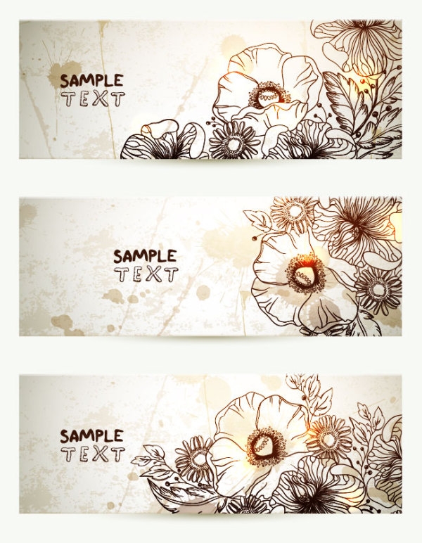 Retro Hand drawn flower banner vector graphic Retro font hand-draw hand drawn hand flower banner   