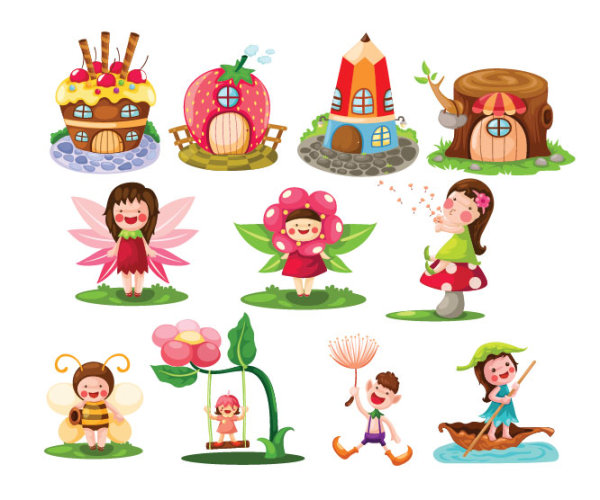 Cartoon child elements vector set elements element child cartoon   