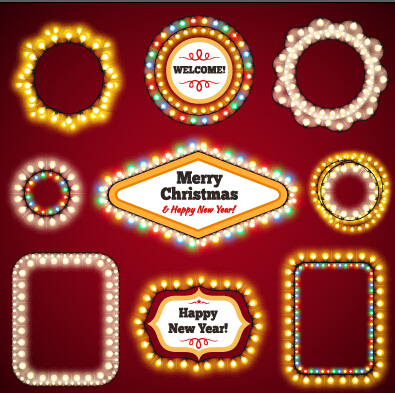 Christmas with new year light framework vector 02 new year light framework christmas   