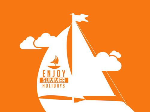 Orange styles summer holiday vector poster 03 summer poster orange holiday   