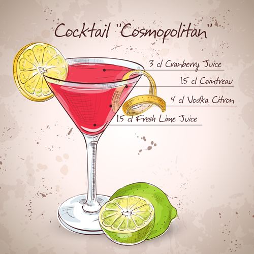 Cocktail poster hand drawing vectors 01 poster hand drawing cocktail   