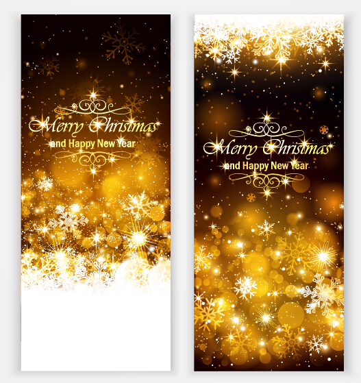 Golden light with snowflake christmas vertical banner vector vertical banner snowflake golden christmas banner   