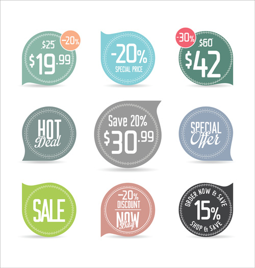 Vector retro badges design set 15 Retro font badges   