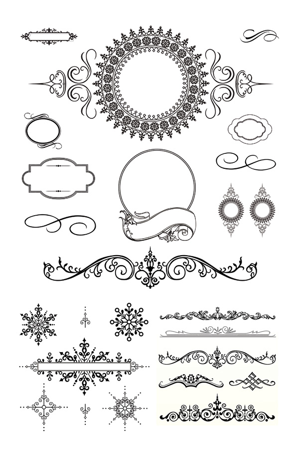 Black Decorative border vector pattern lace   