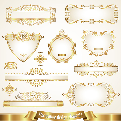 Shiny gold framed labels ornament vector 04 shiny ornament gold framed   
