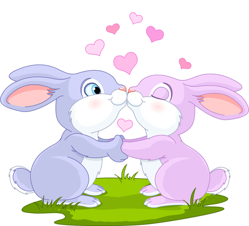 Cartoon rabbit with love vector material rabbit love cartoon   