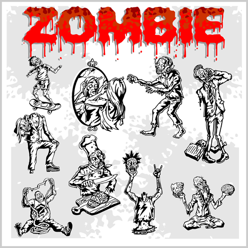 Creative zombie design vector set 08 zombie design creative   