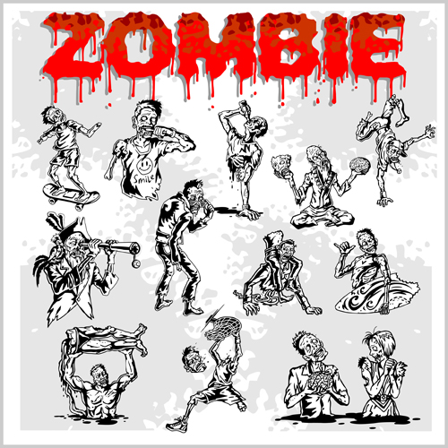 Creative zombie design vector set 07 zombie design creative   