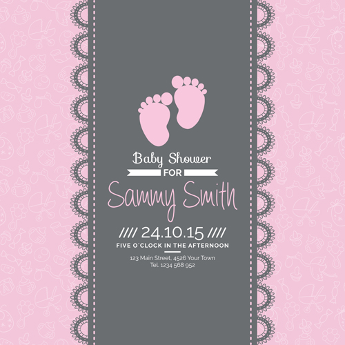 Retro baby shower cards 01 vector shower cards baby   