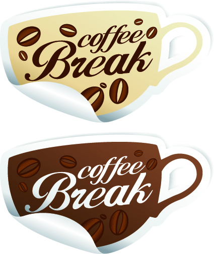 Vector Coffee break stickers elements 03 stickers sticker elements element coffee   
