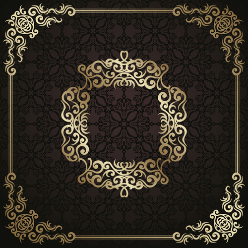 Golden vintage frame vector background 04 vintage Vector Background golden background   