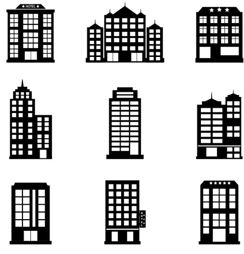 Hotel building silhouette vector graphics hotel building silhouette building   