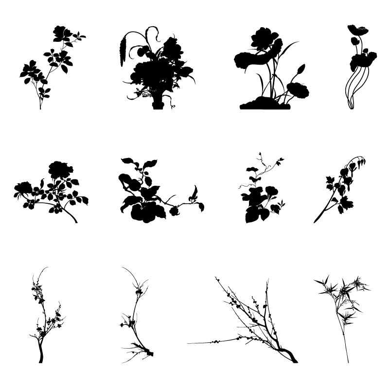 Commonly plants silhouettes vector graphics 01 silhouettes silhouette plants Commonly common   