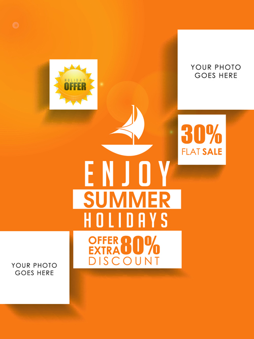 Orange styles summer holiday vector poster 04 summer poster orange holiday   