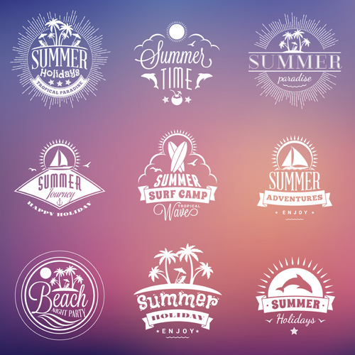 Summer holidays logos creative vector material 06 summer material logos holidays   
