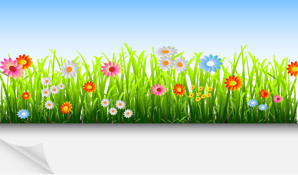 Grass and Flowers Decoration elements vector 03 grass flowers elements element decoration   