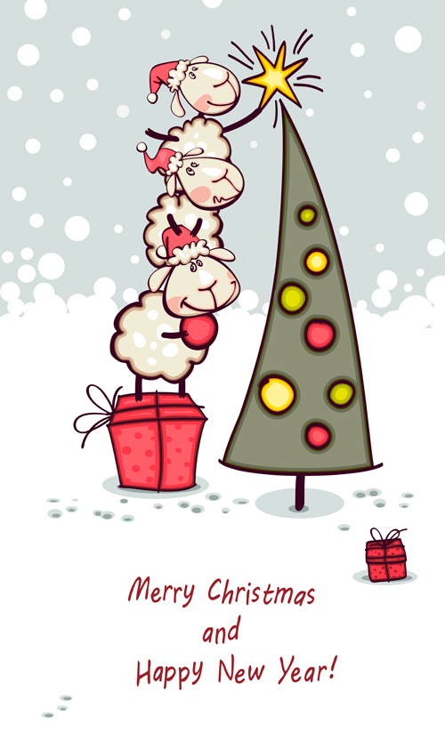 2015 new year with christmas and funny sheep vector 05 sheep new year funny christmas 2015   