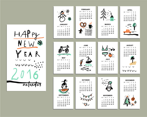 Hand drawn 2016 calendars creative vector hand drawn creative calendars 2016   