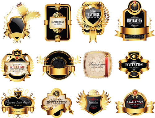 Set of Gold Luxury Labels design elements vector luxury labels label gold elements element   