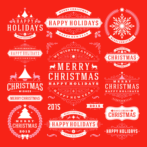 2015 christmas with happy holiday labels vector 03 labels holiday happy christmas   