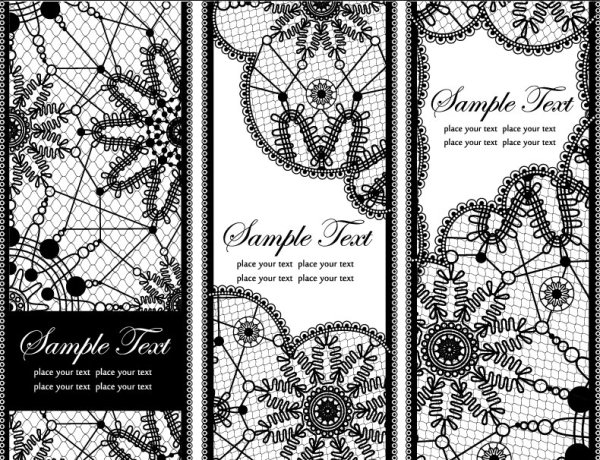 Set of Old lace vector background art 02 old lace   