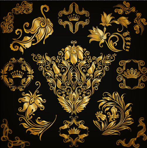 Luxury floral ornaments golden vectors 02 ornaments luxury golden floral   