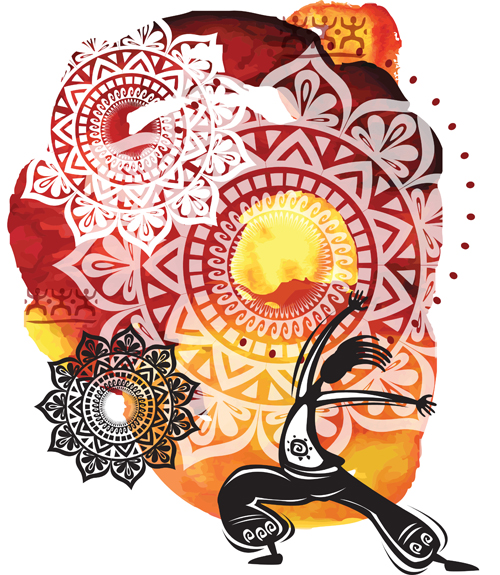 Ethnic watercolor with yoga vector background 02 watercolor Vector Background ethnic background   