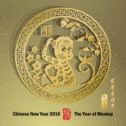 Chinese new year 2016 monkey design vector 02 new year monkey chinese 2016   