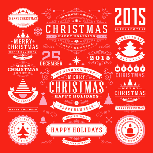 2015 christmas with happy holiday labels vector 04 labels holiday happy christmas 2015   