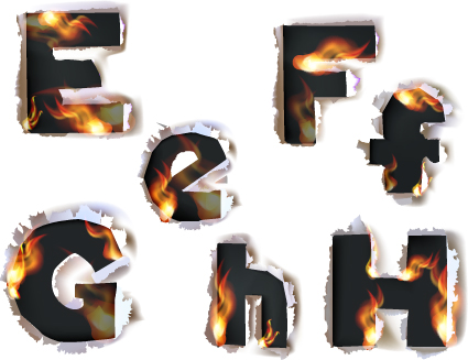 Different Alphabet fire paper vector material 01 paper fire different alphabet   