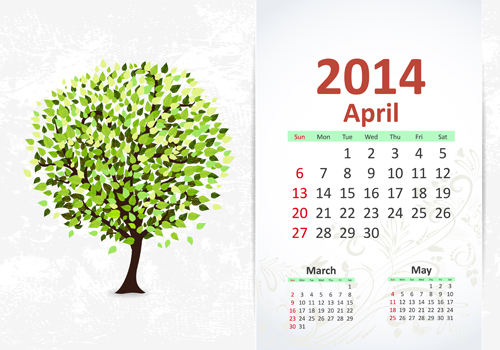 April 2014 Calendar vector calendar April 2014   