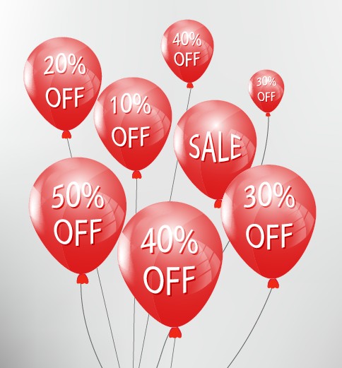 Red balloon with sale elements vector sale elements element balloon   